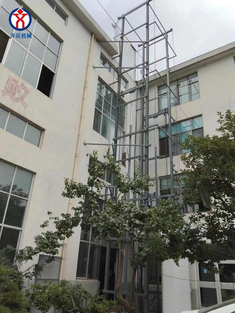 淄博市博山区室外三层导轨式升降平台安装验收